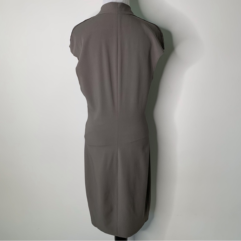Helmut Lang Women's Grey V-Neck Wrap Sheath Wool Sleeveless Dress Size 10 - Picture 5 of 13